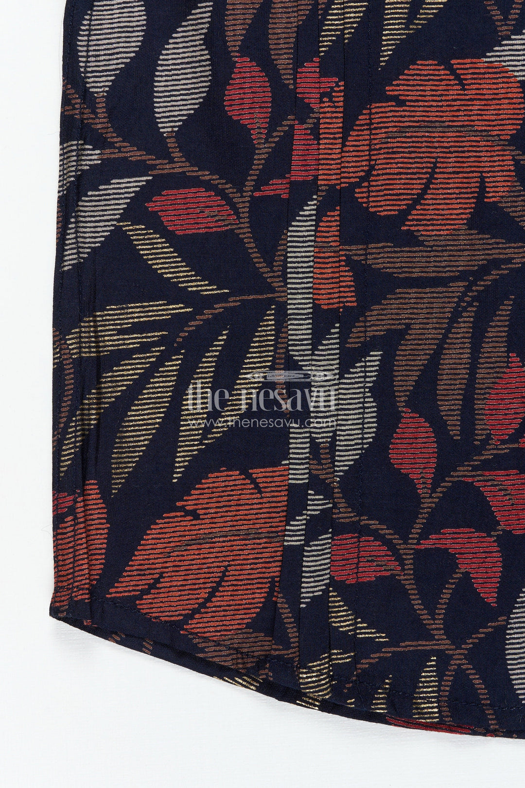 The Nesavu Boys Cotton Shirt Boys Half Sleeve Shirt for Cultural Events with Earthy Leaf Print in Soft Modal Silk Fabric Nesavu Nesavu Boys Half Sleeve Modal Silk Shirt Leaf Print Cultural Functions Festive Comfort