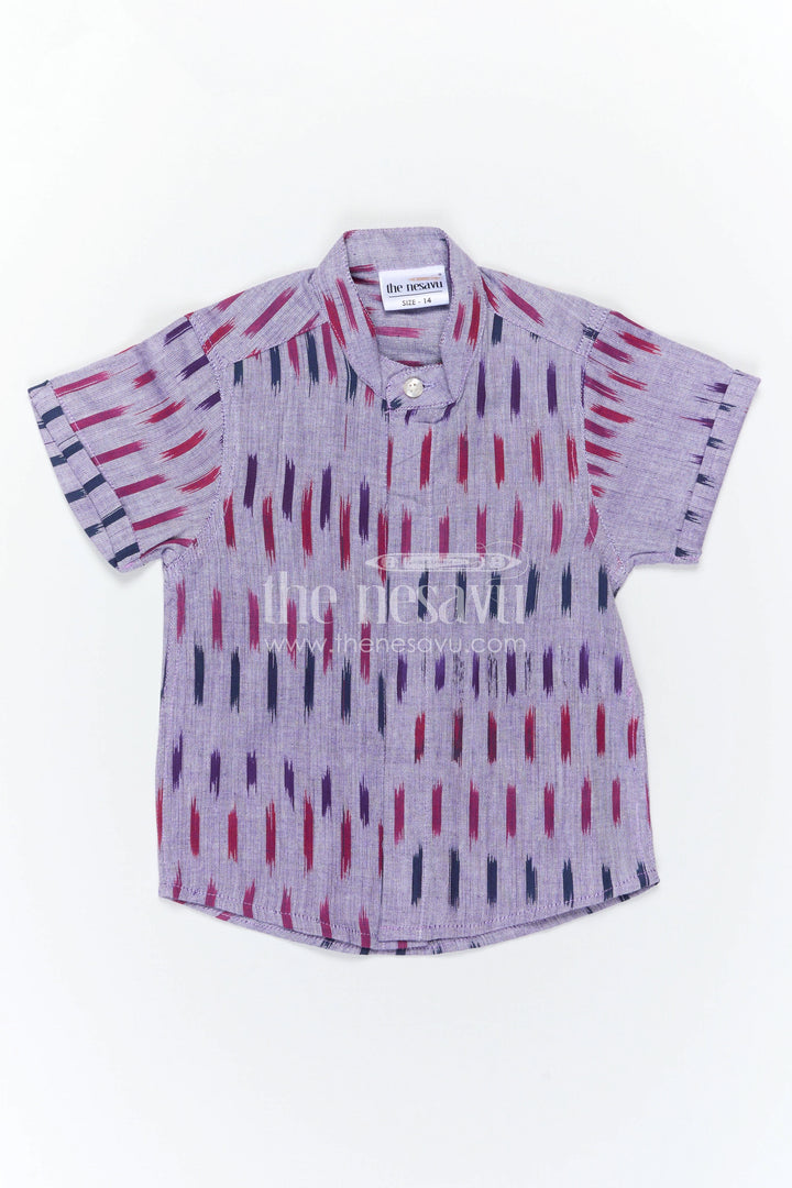 The Nesavu Boys Cotton Shirt Boys Ikkat Cotton Shirt for Festive Outings and Ethnic Wear Nesavu Nesavu Boys Ikkat Cotton Shirt For Festive Outings And Ethnic Wear With Breathable Traditional Fabric