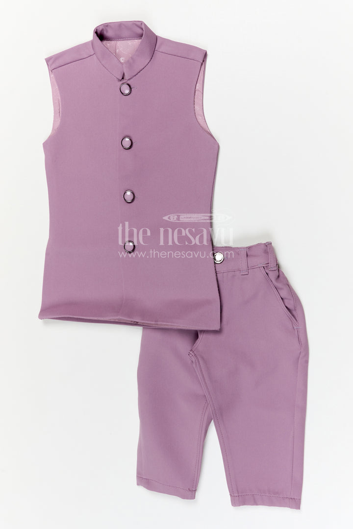 The Nesavu Boys Jacket Sets Boys Jacket Set for Festive Celebrations and Wedding Functions Nesavu Nesavu boys viscose silk blend jacket set with designer embroidery for festive and wedding occasions