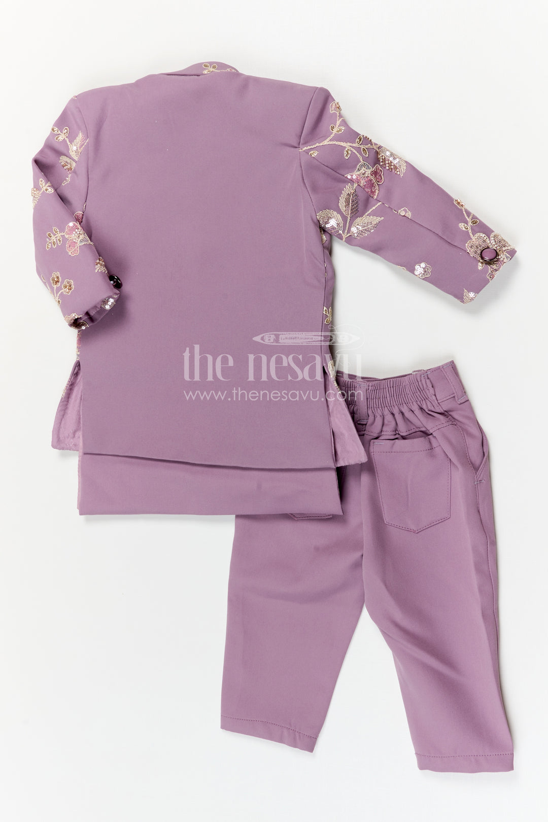 The Nesavu Boys Jacket Sets Boys Jacket Set for Festive Celebrations and Wedding Functions Nesavu Nesavu boys viscose silk blend jacket set with designer embroidery for festive and wedding occasions