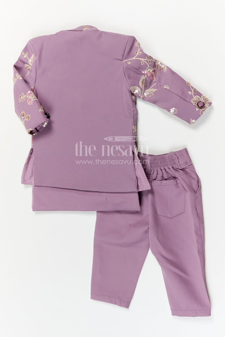 The Nesavu Boys Jacket Sets Boys Jacket Set for Festive Celebrations and Wedding Functions Nesavu Nesavu boys viscose silk blend jacket set with designer embroidery for festive and wedding occasions