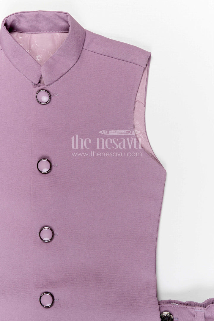 The Nesavu Boys Jacket Sets Boys Jacket Set for Festive Celebrations and Wedding Functions Nesavu Nesavu boys viscose silk blend jacket set with designer embroidery for festive and wedding occasions