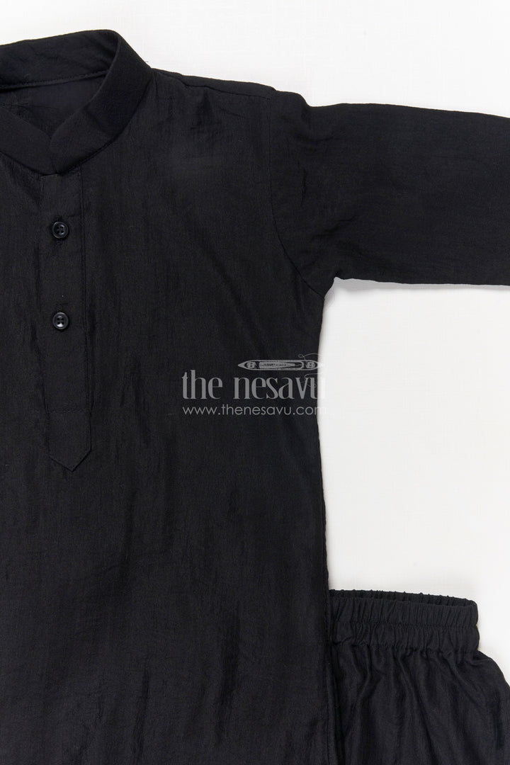 The Nesavu Boys Jacket Sets Boys Jacket Set for Festive Events and Family Functions Nesavu Nesavu boys jacket set for festive occasions in black blend silk with embroidery