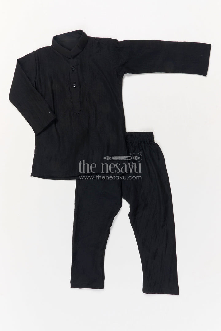 The Nesavu Boys Jacket Sets Boys Jacket Set for Festive Events and Family Functions Nesavu Nesavu boys jacket set for festive occasions in black blend silk with embroidery