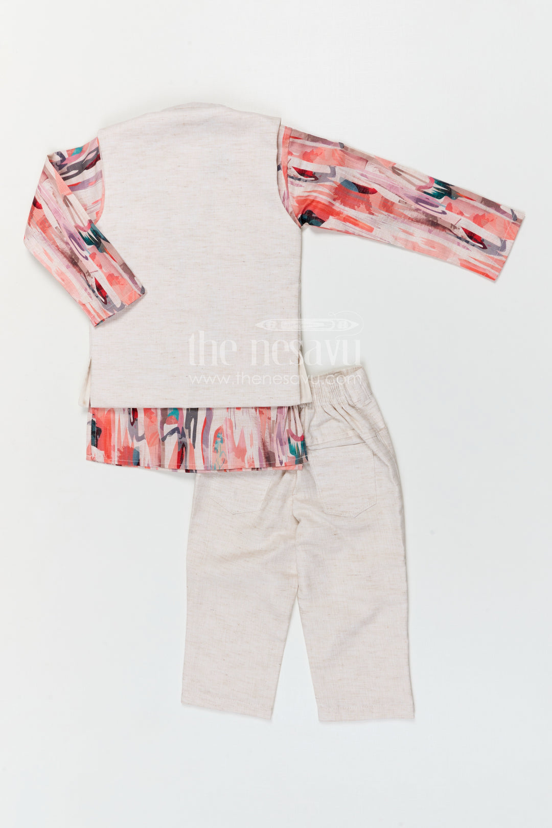 The Nesavu Boys Jacket Sets Boys Jacket Set for Festive Occasions and Birthday Celebrations Nesavu Nesavu boys cotton jacket set with digital print jacket for festive celebrations and weddings