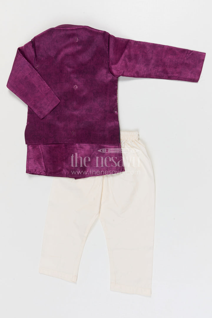 The Nesavu Boys Jacket Sets Boys Jacket Set for Festive Weddings and Traditional Functions Nesavu Nesavu boys viscose blend silk jacket set with embroidered jacket for weddings