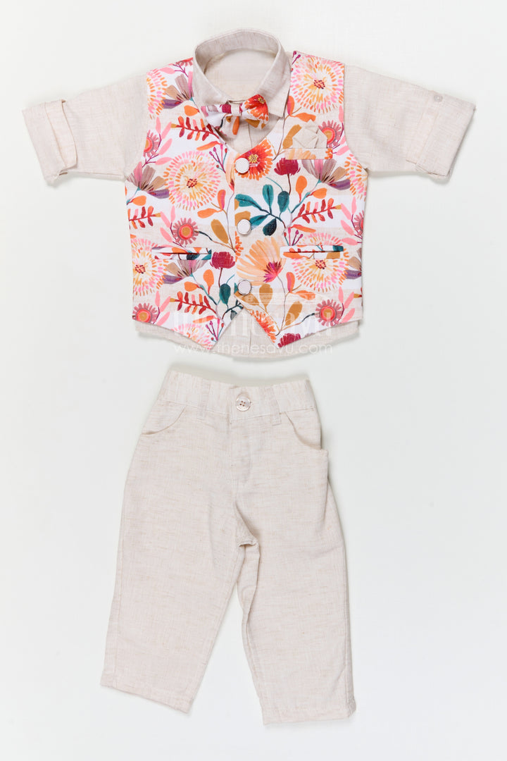 The Nesavu Boys Jacket Sets Boys Jacket Suit for Festive Celebrations and Wedding Occasions Nesavu Nesavu boys cotton jacket suit with digital print jacket for weddings and festive celebrations