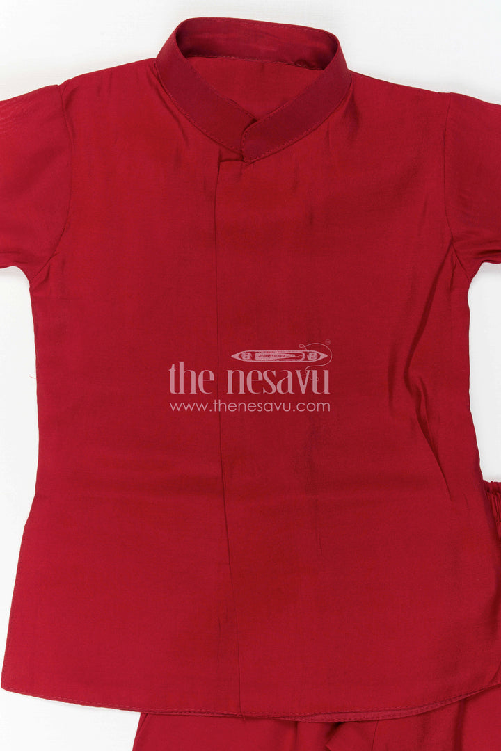 The Nesavu Boys Jacket Sets Boys Kurta Jacket Set for Festive Occasions and Family Weddings Nesavu Nesavu Boys Festive Kurta Jacket Set With Printed Ethnic Jacket For Weddings And Celebrations