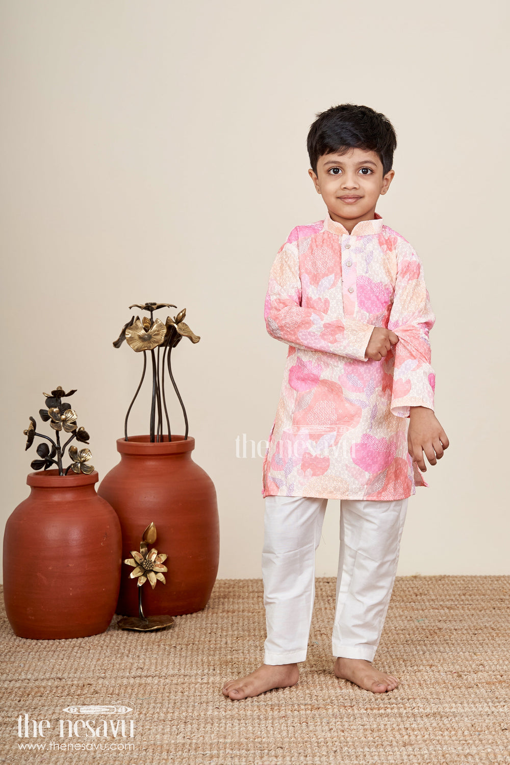 The Nesavu Boys Kurtha Set Boys kurta set for festive occasions and ethnic school events Nesavu Nesavu boys festive kurta set sequin embroidery  ethnic silk outfit weddings school events
