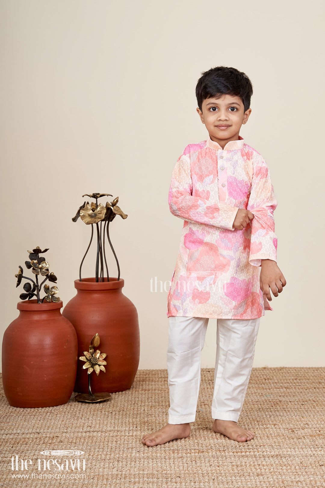 The Nesavu Boys Kurtha Set Boys kurta set for festive occasions and ethnic school events Nesavu Nesavu boys festive kurta set sequin embroidery  ethnic silk outfit weddings school events