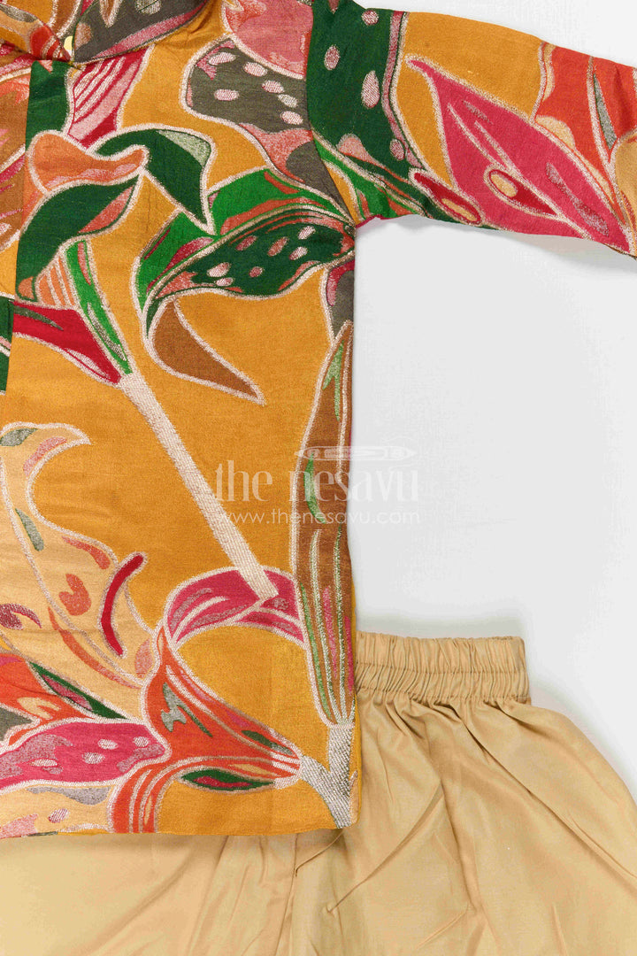The Nesavu Boys Kurtha Set Boys Kurta Set for Festive Wear and Family Functions Nesavu Nesavu Boys Kurta Set For Festive Wear With Digital Print Design And Comfortable Traditional Outfit