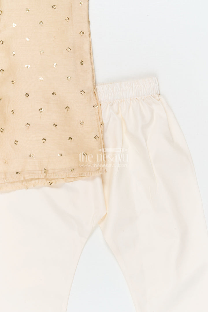 The Nesavu Boys Kurtha Set Boys Kurta Set for Weddings and Festive Occasions Nesavu Nesavu boys kurta set with festive sequence embroidery in viscose silk for toddlers