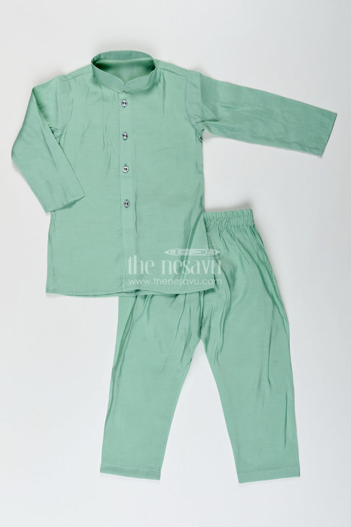 The Nesavu Boys Kurtha Set Boys kurta set with embroidered jacket for weddings and special occasions Nesavu Nesavu boys kurta set designer floral embroidered jacket  wedding event wear