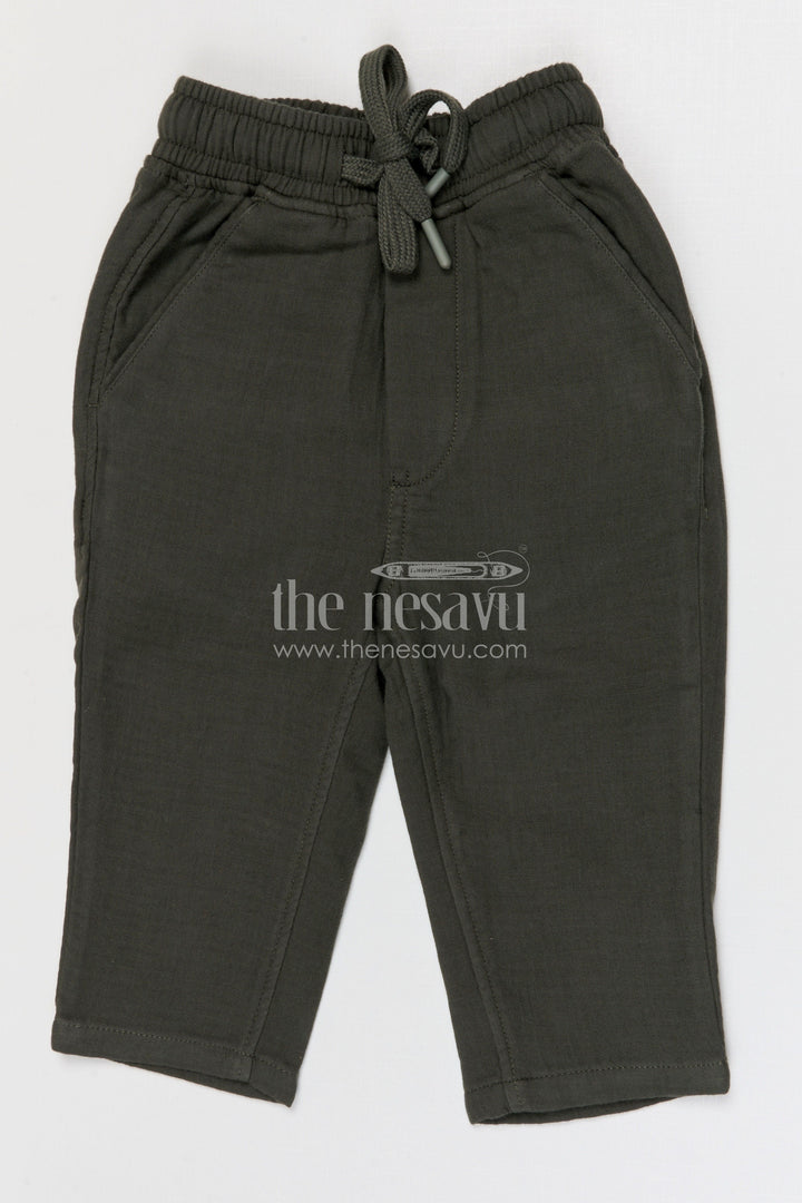 The Nesavu Boys Pant Boys Lightweight Muslin Cotton Pants for Playtime and Daily Wear Nesavu 16 (1Y) / Green / Muslin Cotton BWP031H-16 Nesavu boys lightweight muslin cotton pants for playtime and daily wear breathable kids pants