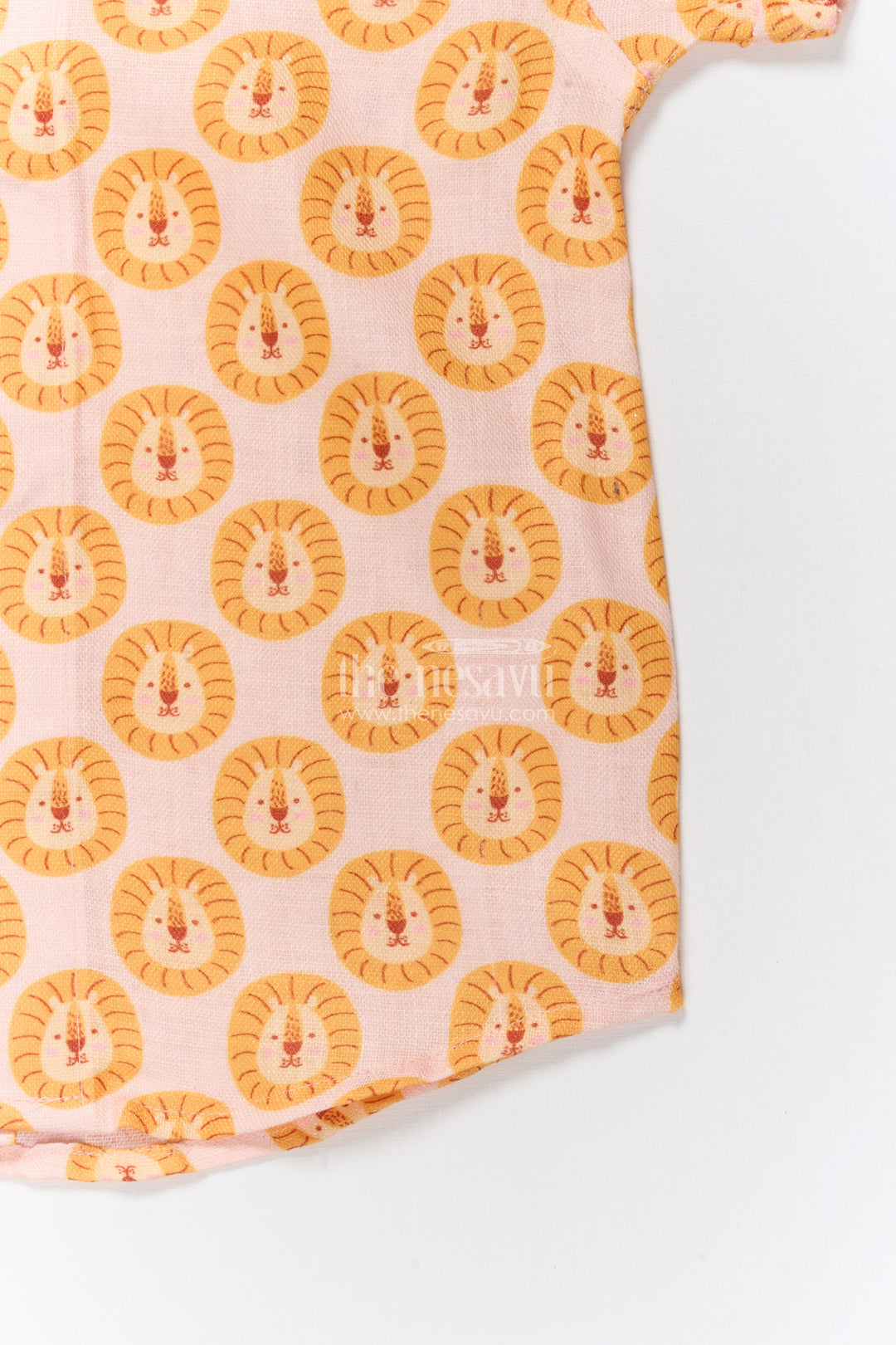 The Nesavu Boys Linen Shirt Boys Lion Face Linen Shirt for Animal Lovers and Everyday Comfort Nesavu Nesavu boys lion print linen shirt casual dressing animal lovers summer outings