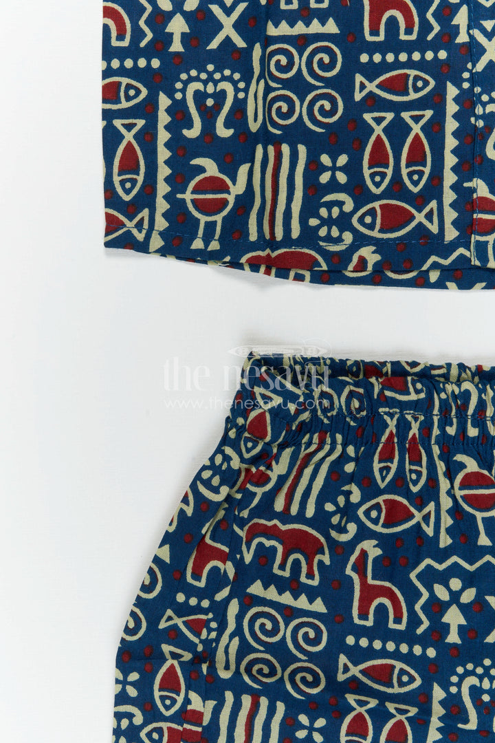 The Nesavu Boys Casual Set Boys Matching Set for Travel and Everyday Comfort Nesavu Nesavu Boys Cotton Matching Set For Travel And Everyday Wear With Digital Print Shirt And Shorts