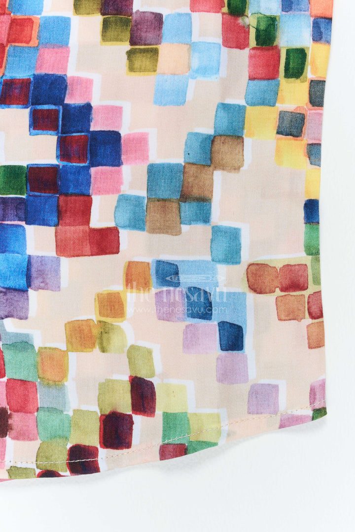 The Nesavu Boys Cotton Shirt Boys Mosaic Print Shirt for Birthdays Holidays and Creative Weekend Outings Nesavu Nesavu Boys Mosaic Print Shirt For Birthdays Holidays Family Outings And Creative Smart Casual Styling
