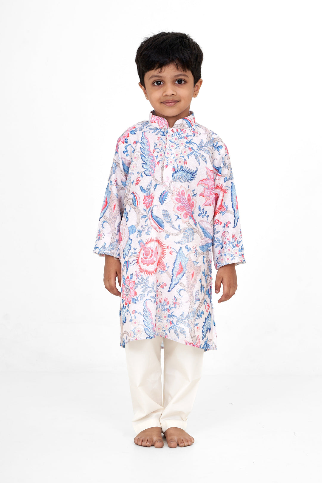 The Nesavu Boys Kurtha Set Boys Multicolor Chanderi Cotton Kurtha Set with Digital Print for Festive Events Nesavu Boys Multicolor Chanderi Cotton Kurtha Set Nesavu Digital Print Perfect Festive Occasions
