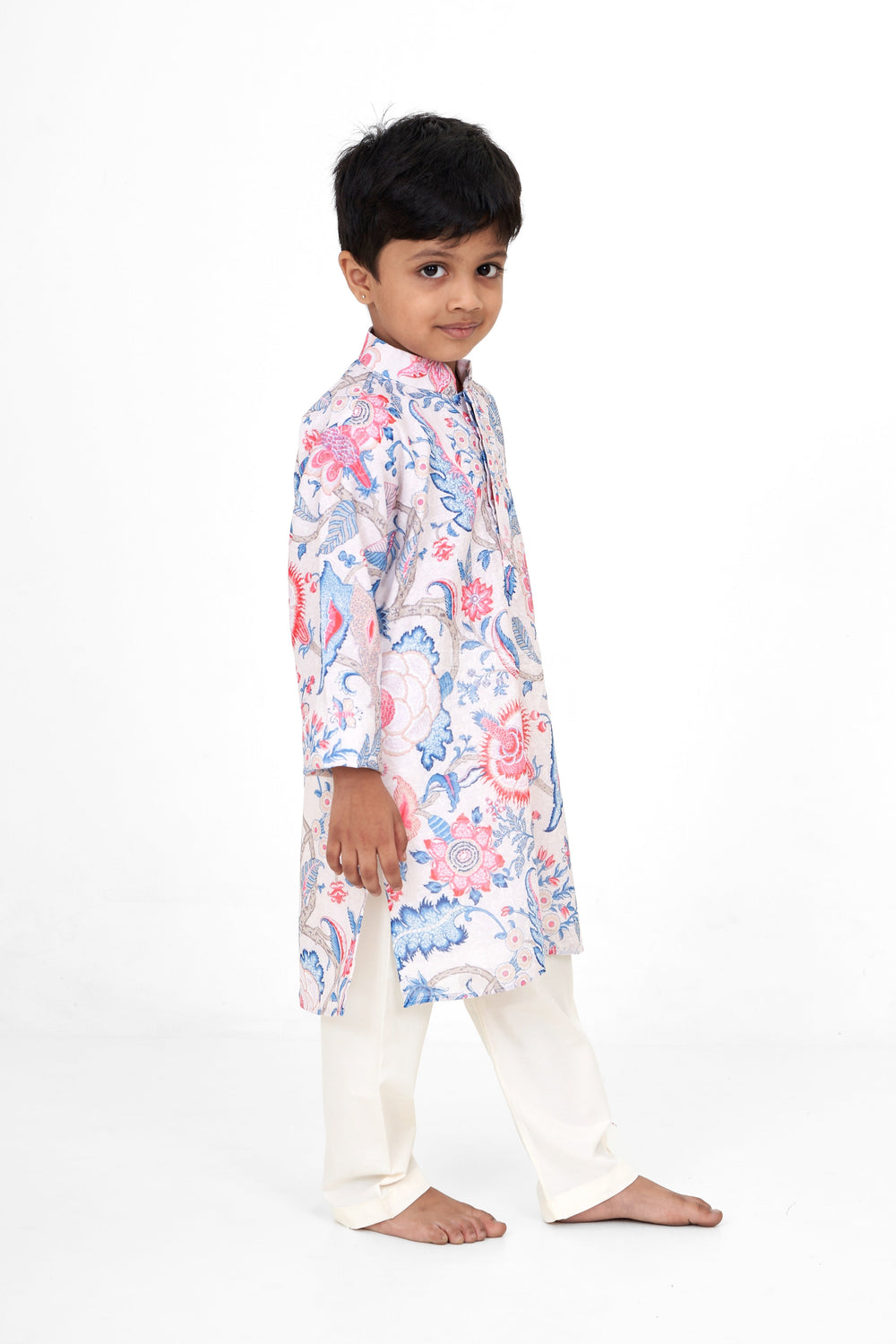 The Nesavu Boys Kurtha Set Boys Multicolor Chanderi Cotton Kurtha Set with Digital Print for Festive Events Nesavu Boys Multicolor Chanderi Cotton Kurtha Set Nesavu Digital Print Perfect Festive Occasions