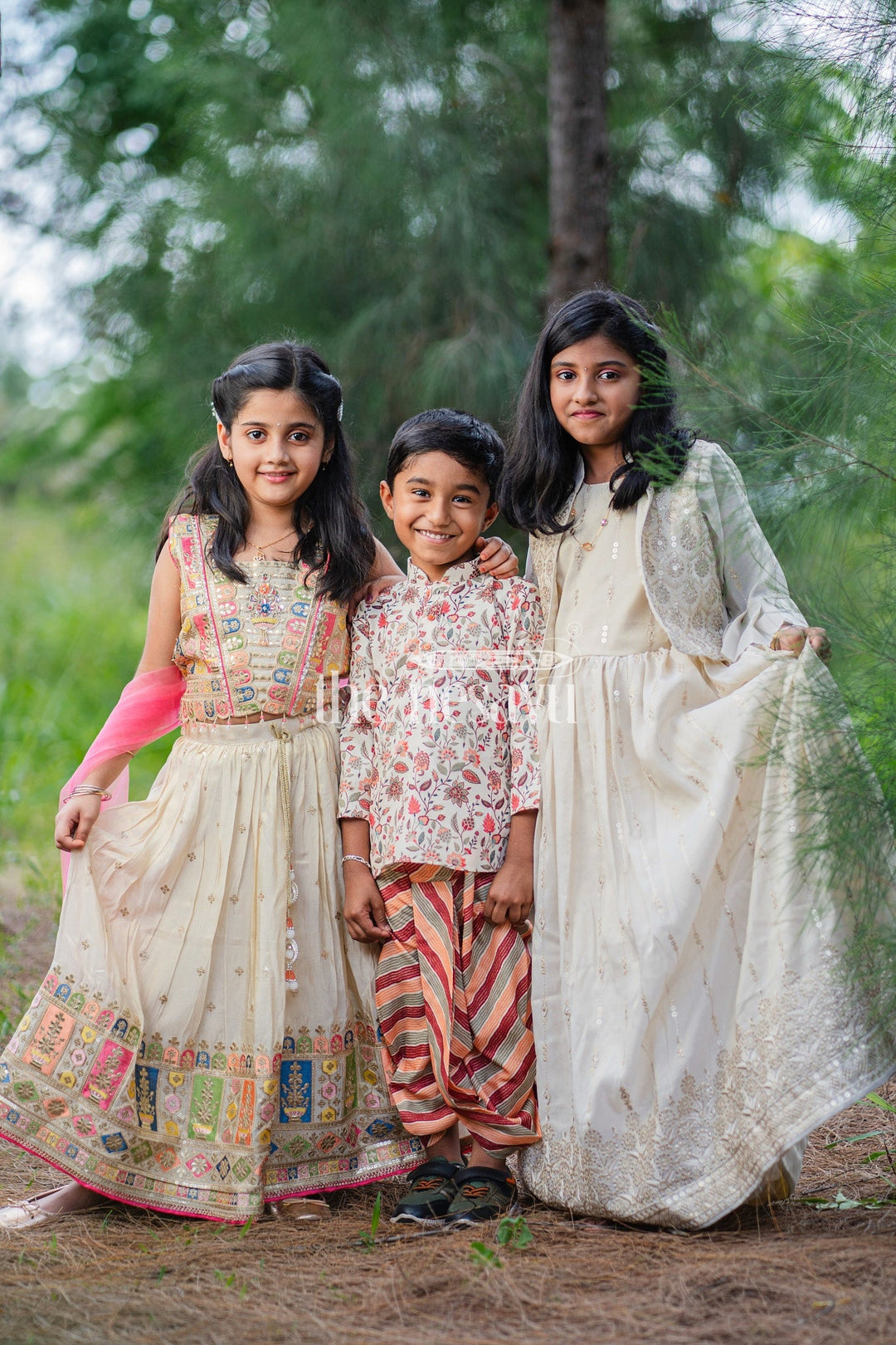 The Nesavu Boys Dothi Set Boys Multicolor Kurta and Dhoti Set with Floral Print for Cultural Events and Festive Gatherings Nesavu Nesavu Boys Floral Kurta Matching Dhoti Multicolor Festive Celebrations Special Events