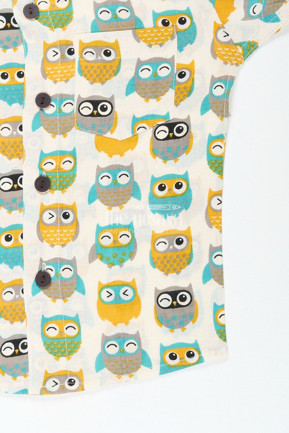 The Nesavu Boys multicolor owl print shirt for playful dressing and casual outings Nesavu Nesavu boys cotton shirt multicolor owl print  fun comfy casual dressing