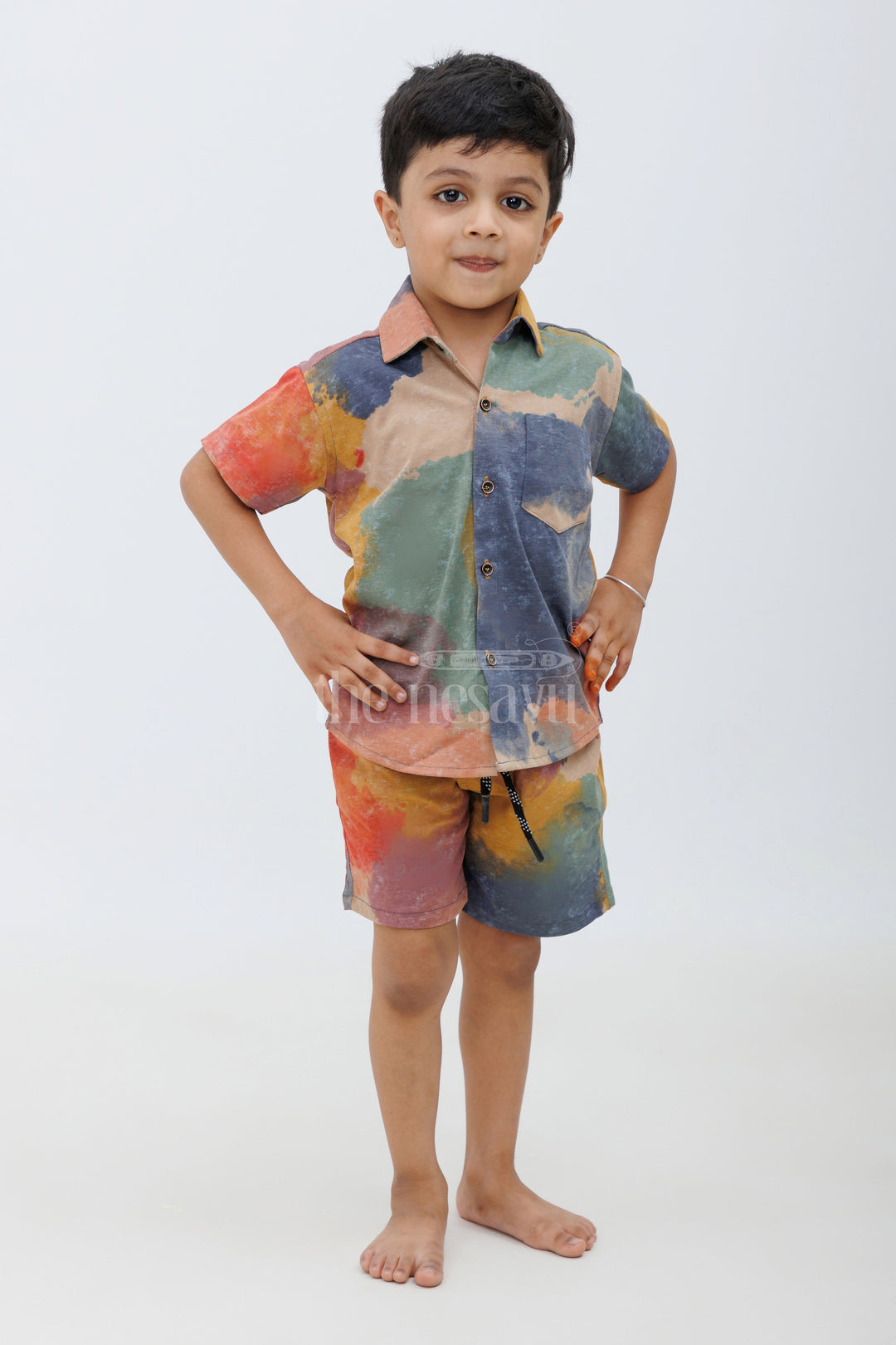 The Nesavu Boys Casual Set Boys' Multicolor Tie-Dye Casual Set Nesavu 16 (1Y) / multicolor BCS084A-16 Boys' Multicolor Tie-Dye Casual Set - Two-Piece Outfit