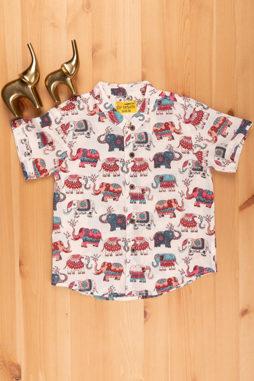 The Nesavu Boys Cotton Shirt Boys' Multicolour Madhubani Elephant Print Shirt | Pure Cotton | Nesavu | Artistic and Vibrant Ethnic Wear psr silks Nesavu