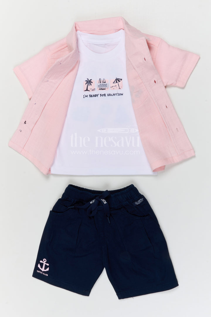 The Nesavu Boys Casual Set Boys Muslin Cotton Casual Set for Summer Outings and Daily Wear Nesavu Nesavu boys muslin cotton casual set for summer outings with breathable fabric and comfortable shorts