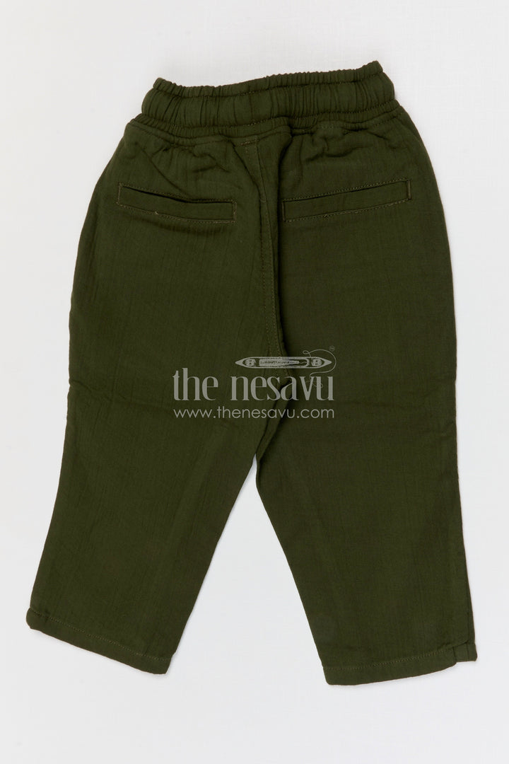 The Nesavu Boys Pant Boys Muslin Cotton Pants for Daily Comfort and Casual Outings Nesavu Nesavu boys muslin cotton pants for everyday wear breathable kids casual drawstring pants