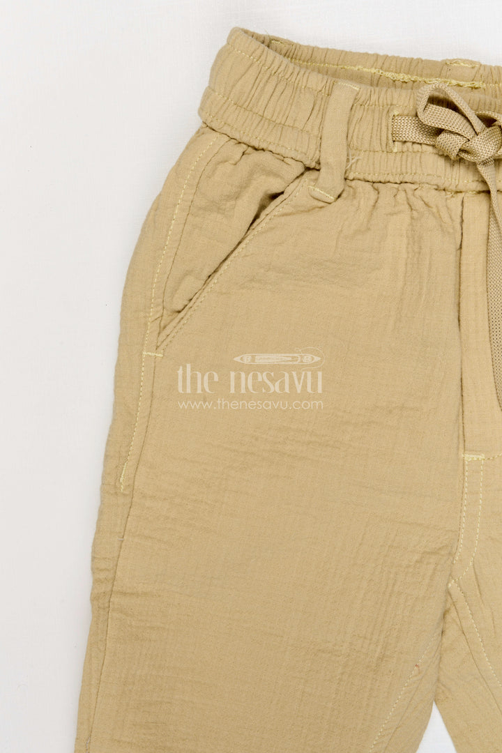 The Nesavu Boys Pant Boys Muslin Cotton Pants for Everyday Movement and Comfort Nesavu Nesavu boys muslin cotton pants for everyday comfort breathable kids drawstring casual pants