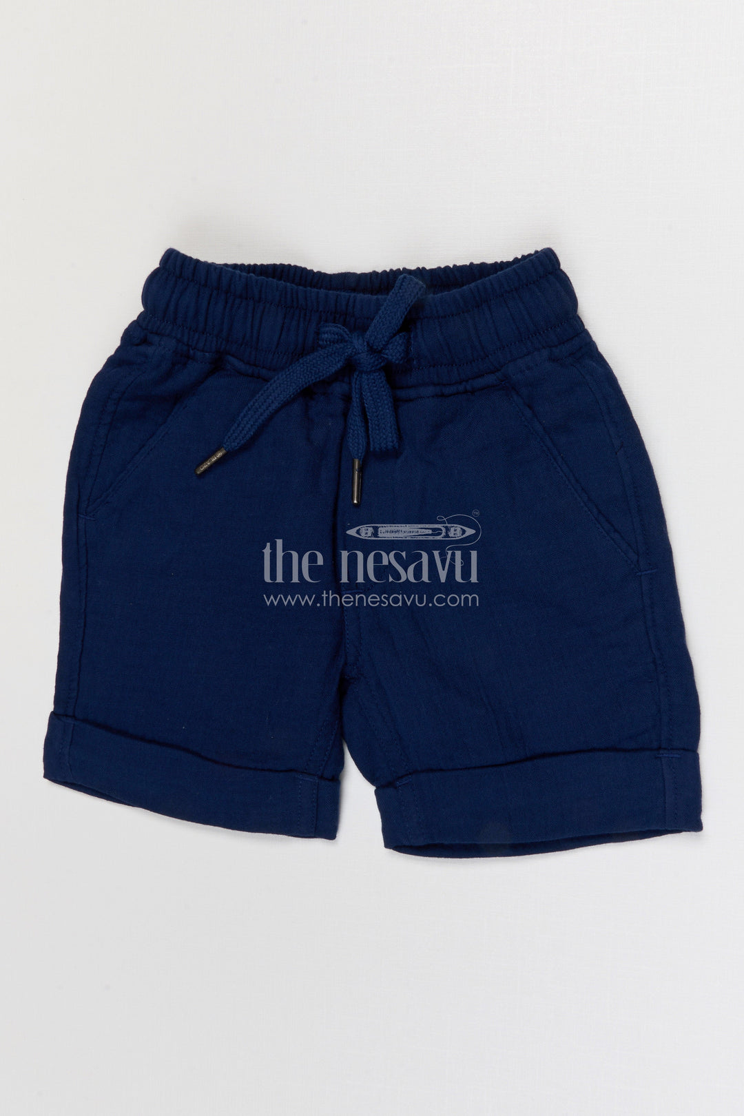 The Nesavu Boys Shorts Boys Muslin Cotton Shorts for Active Play and Everyday Comfort Nesavu 14 (6M) / Blue / Muslin Cotton BWS093F-14 Nesavu boys muslin cotton shorts for active play breathable kids drawstring summer shorts