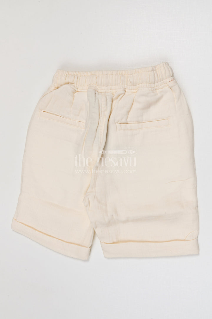 The Nesavu Boys Shorts Boys Muslin Cotton Shorts for Summer Outings and Daily Play Nesavu Nesavu boys muslin cotton shorts for summer outings breathable kids drawstring casual shorts