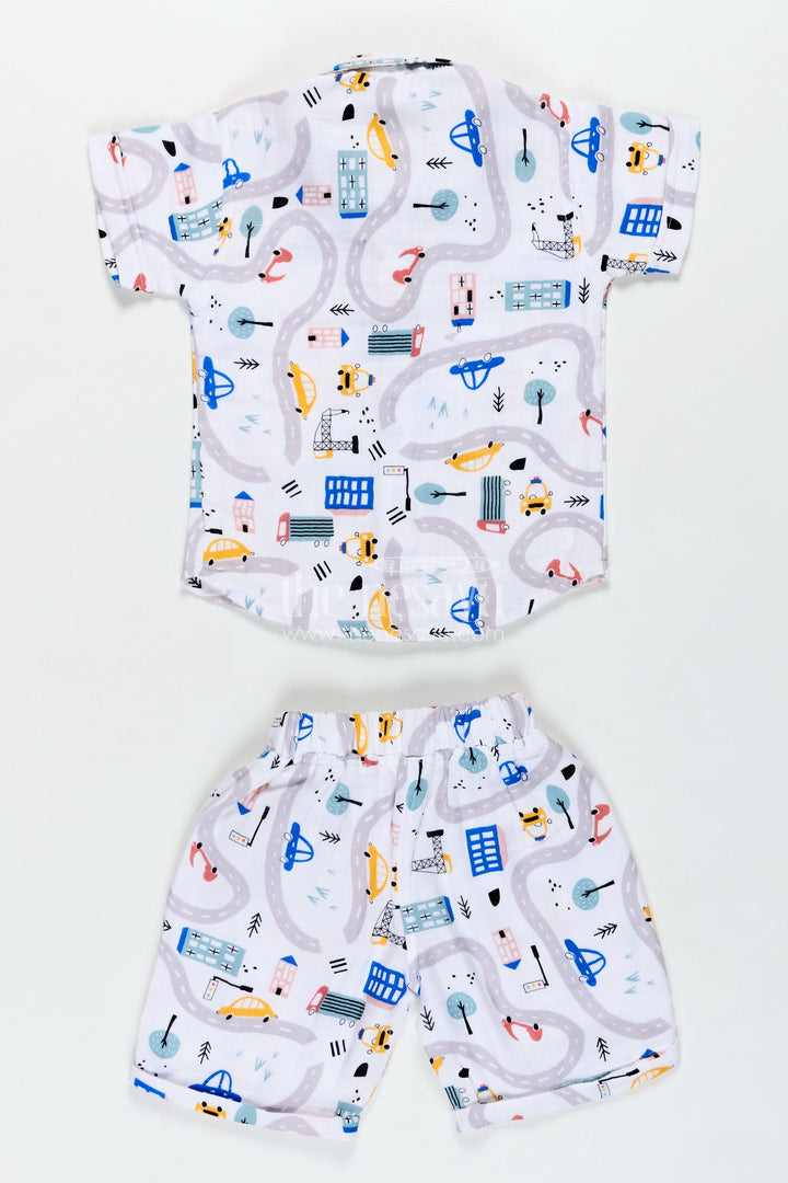 The Nesavu Boys Casual Set Boys Muslin Cotton Shorts T Shirt Set with Digital Prints and Playful Patterns for Active Wear Nesavu Nesavu Boys Muslin Cotton Digital Printed Shorts T Shirt Set Active Casual Wear