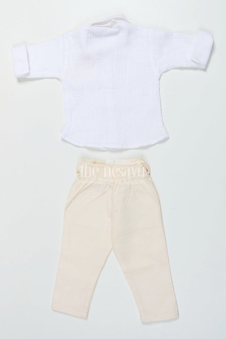 The Nesavu Boys Casual Set Boys Muslin Cotton Waistcoat Set for Weddings and Birthdays Nesavu Nesavu boys waistcoat set in muslin cotton with bow tie for festive weddings and birthdays