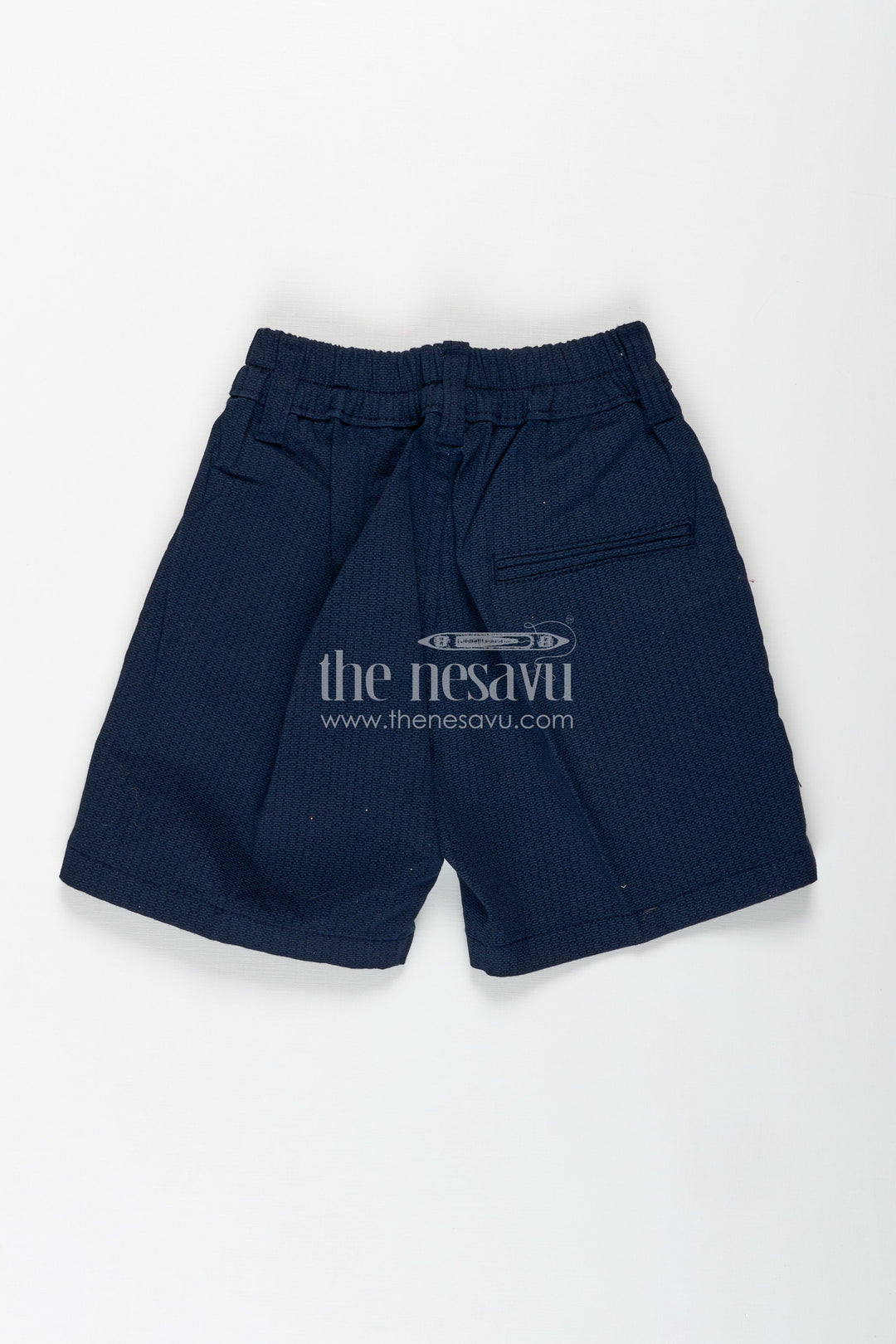 The Nesavu Boys Shorts Boys Navy Blue Uniform Shorts in Cotton Blend with Comfortable Elastic Waist and Structured Fit Nesavu Nesavu Boys Navy Blue Cotton Blend Uniform Shorts Elastic Waist Tailored Comfort