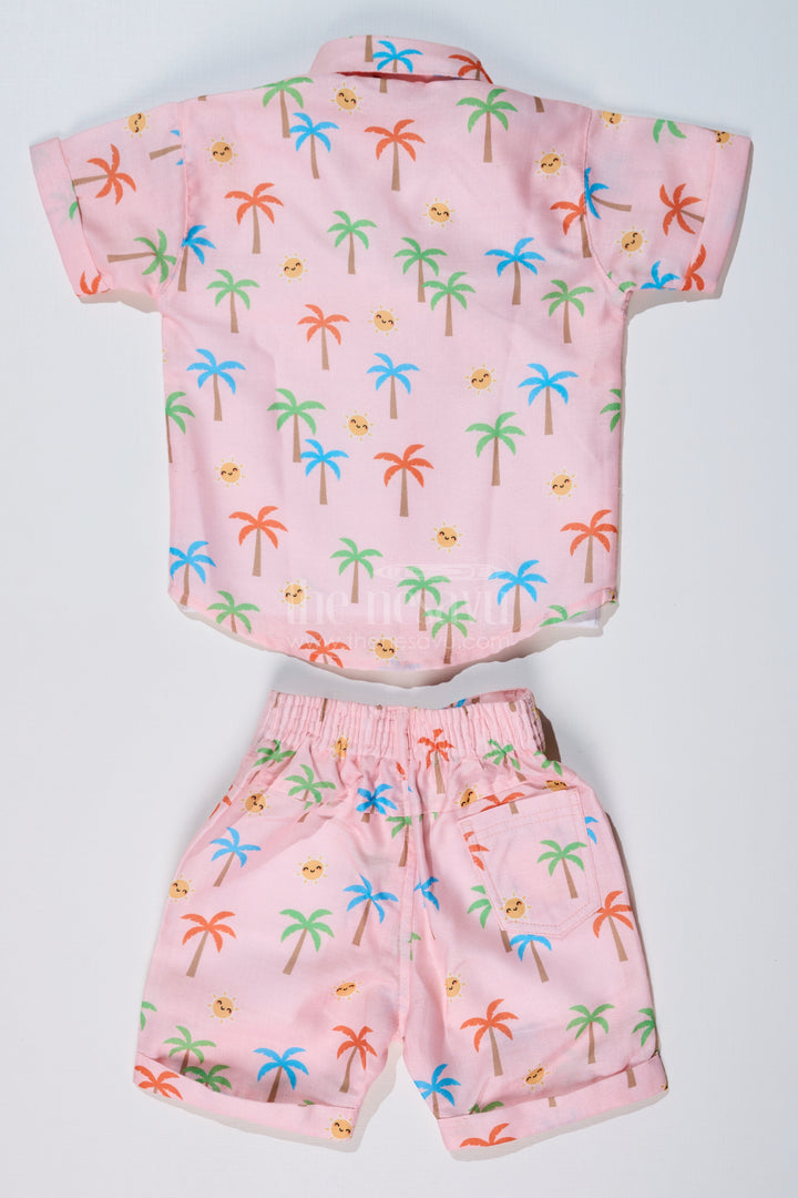 The Nesavu Boys Casual Set Boys Party Wear Casual Shirts with Tropical Printed Shorts and Surf Theme T-Shirt Nesavu Nesavu Boys Party Wear Casual Shirts Tropical Printed Shorts Surf Graphic T-Shirt