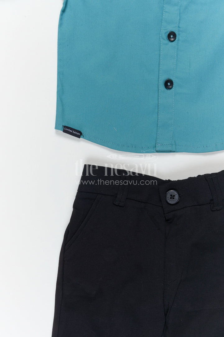 The Nesavu Boys Casual Set Boys Party Wear Shirt and Pant Set for Birthdays and Celebrations Nesavu Nesavu boys satin shirt and lycra pant set for birthday parties festive celebrations and special occasions