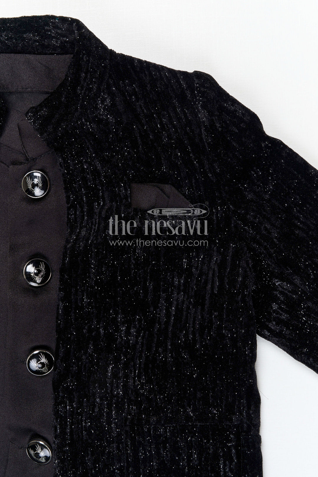 The Nesavu Boys Jacket Sets Boys Party Wear Velvet Jacket Set for Weddings and Evening Events Nesavu Nesavu boys velvet jacket set for weddings and evening events with blend silk fabric and elegant formal design