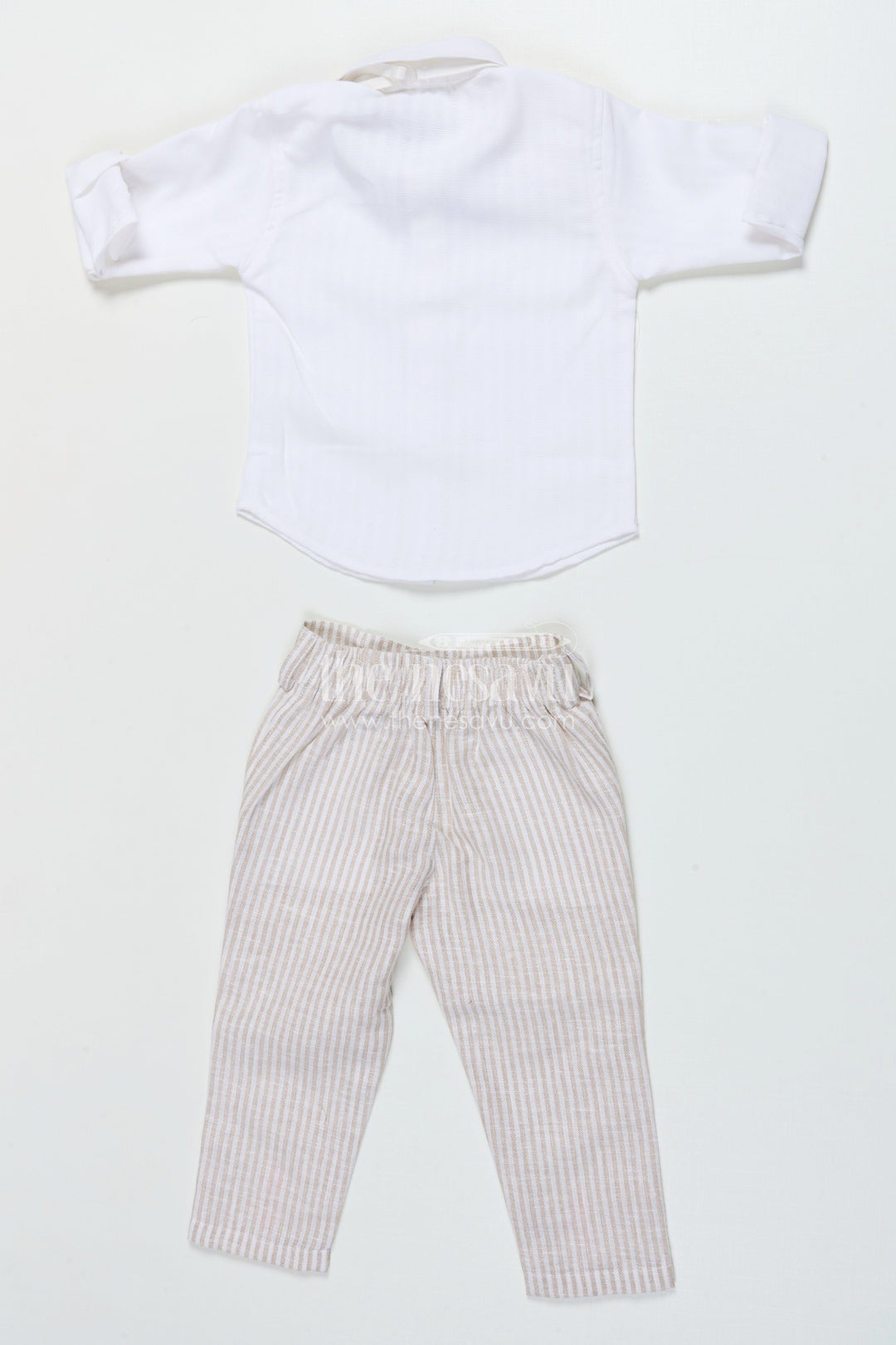 The Nesavu Boys Casual Set Boys Partywear Set with Striped Waistcoat and Bow Tie Nesavu Nesavu boys cotton partywear waistcoat set with stripes and bow tie for celebrations