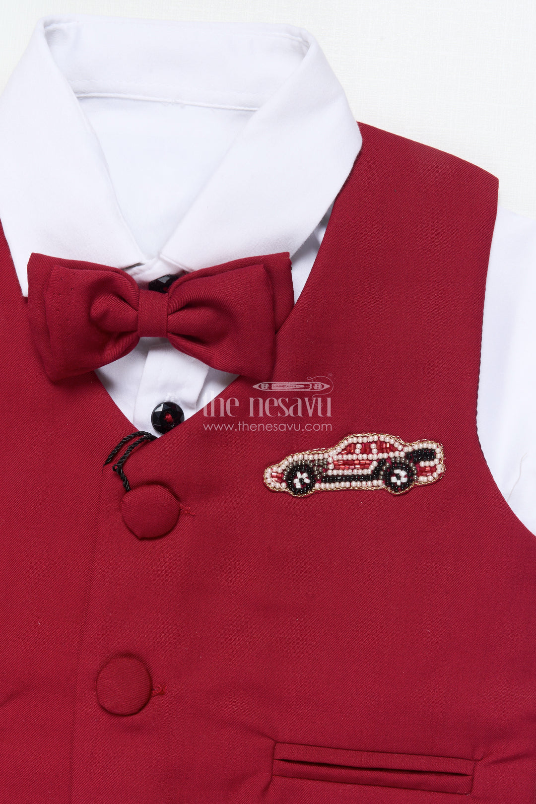 The Nesavu Boys Casual Set Boys Partywear Set with Waistcoat for Birthdays and Family Events Nesavu Nesavu boys waistcoat party set bowtie birthdays family celebrations