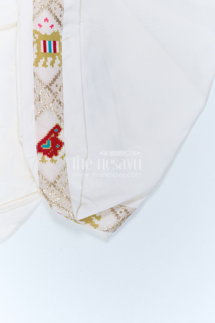 The Nesavu Boys Dothi Set Boys Patola Print Dothi Set for Festive Cultural Celebrations Nesavu Nesavu Boys Patola Print Dothi Set For Festive Occasions And Traditional Family Celebrations