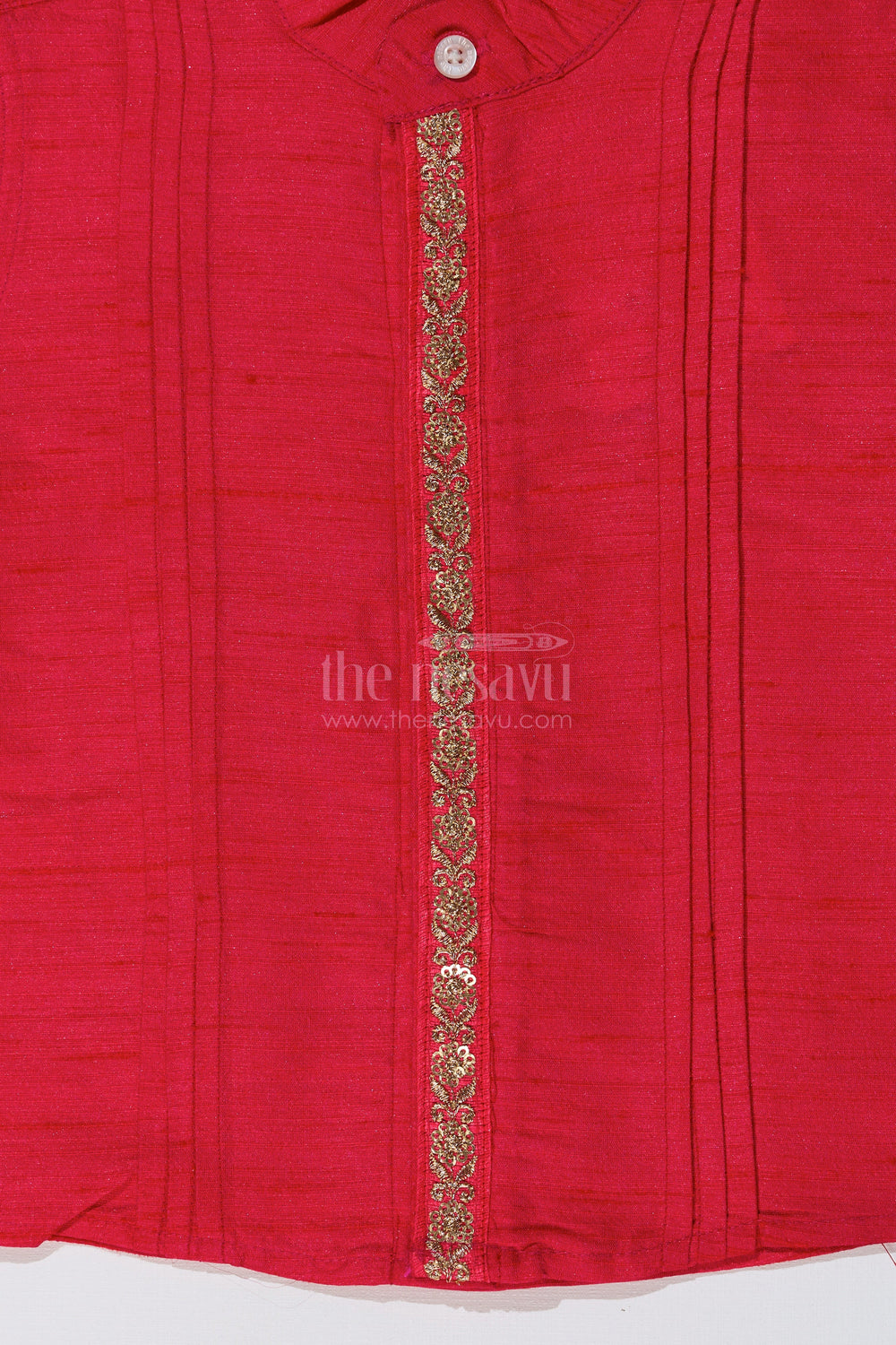 The Nesavu Boys Silk Shirt Boys Pink Shirt Silk with Embroidered Front Panel and Short Sleeves for Traditional Wear Nesavu Nesavu Boys Pink Silk Shirt Embroidered Front Panel Short Sleeves Festive Wear