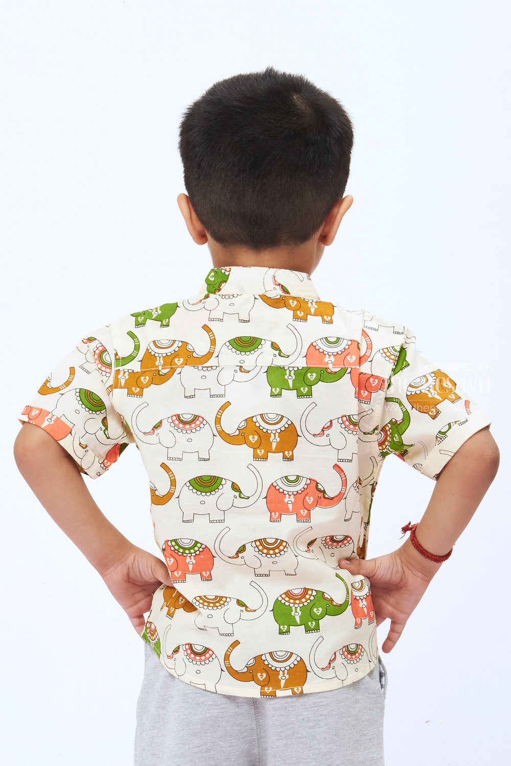 The Nesavu Boys Cotton Shirt Boys Playful Elephant Parade Cotton Shirt  Comfortable & Colorful Casual Wear Nesavu Buy Boys Elephant Print Cotton Shirt | Colorful Fun Kids Tops Online | The Nesavu