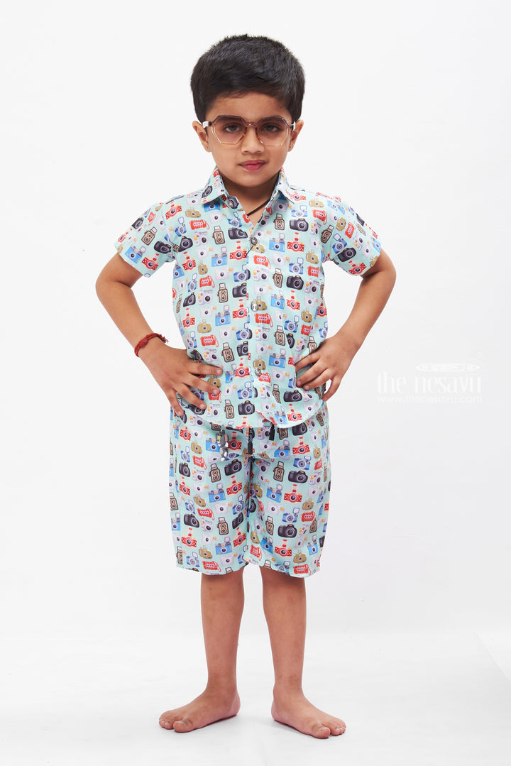 The Nesavu Boys Casual Set Boys Playful Robots Printed Co-ord Set: Comfortable and Stylish Casual Wear Nesavu 16 (1Y) / Green BCS004B-16 Boys Playful Robots Printed Co-ord Set | Comfortable and Casual Wear | The Nesavu