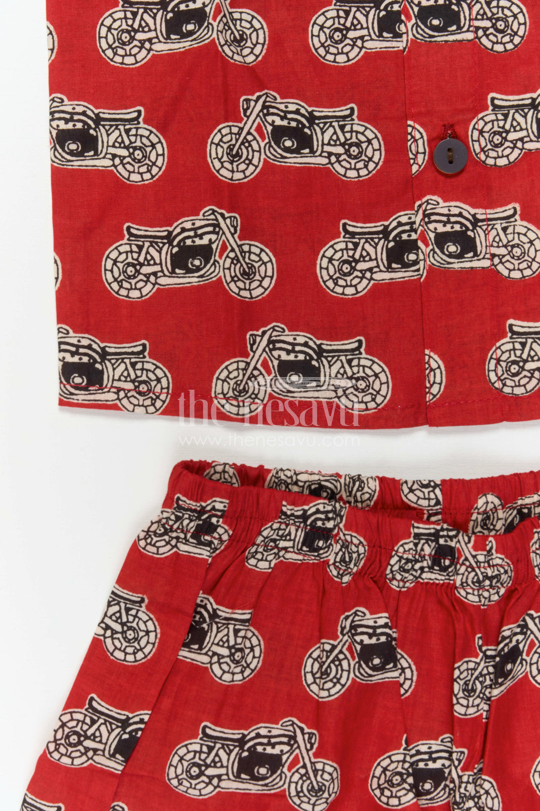 The Nesavu Boys Casual Set Boys Printed Co Ord Dress for Casual Outings and Everyday Wear Nesavu Nesavu Boys Cotton Co Ord Set For Casual Wear With Digital Print Shirt And Shorts Everyday Outfit