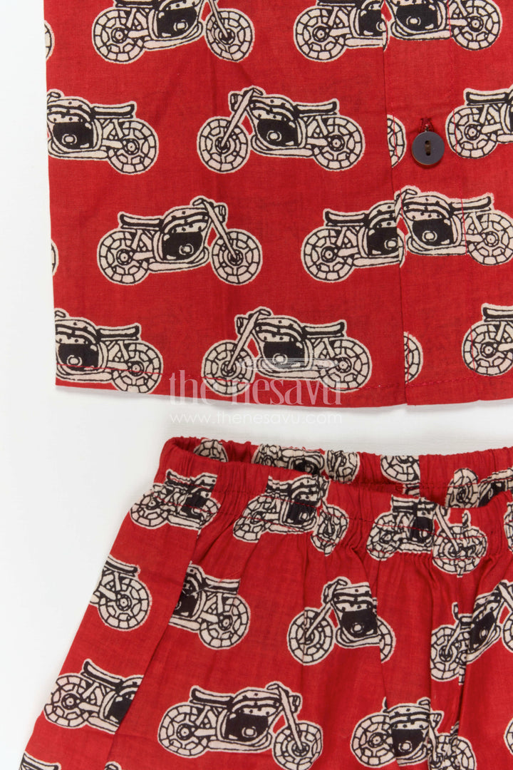The Nesavu Boys Casual Set Boys Printed Co Ord Dress for Casual Outings and Everyday Wear Nesavu Nesavu Boys Cotton Co Ord Set For Casual Wear With Digital Print Shirt And Shorts Everyday Outfit