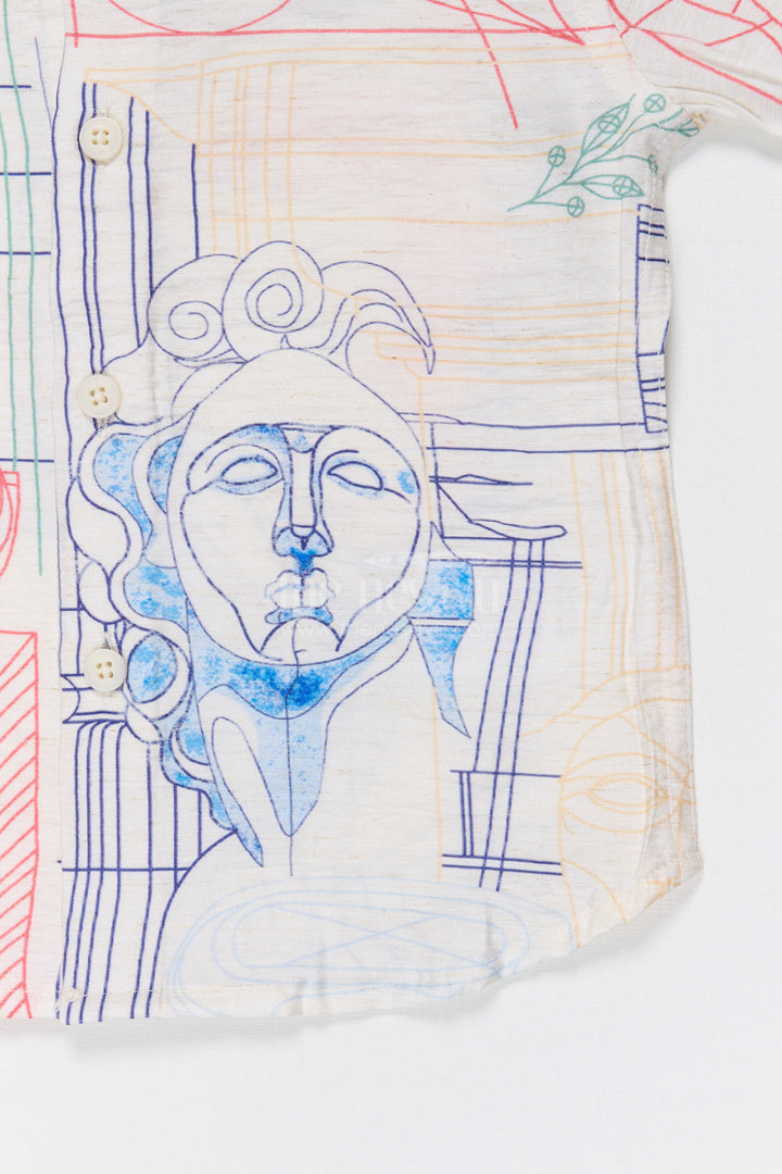 The Nesavu Boys Cotton Shirt Boys Printed Cotton Shirt for Casual and Festive Wear Nesavu Nesavu Boys Printed Tweed Cotton Shirt For Festive Occasions Family Functions And Casual Outings