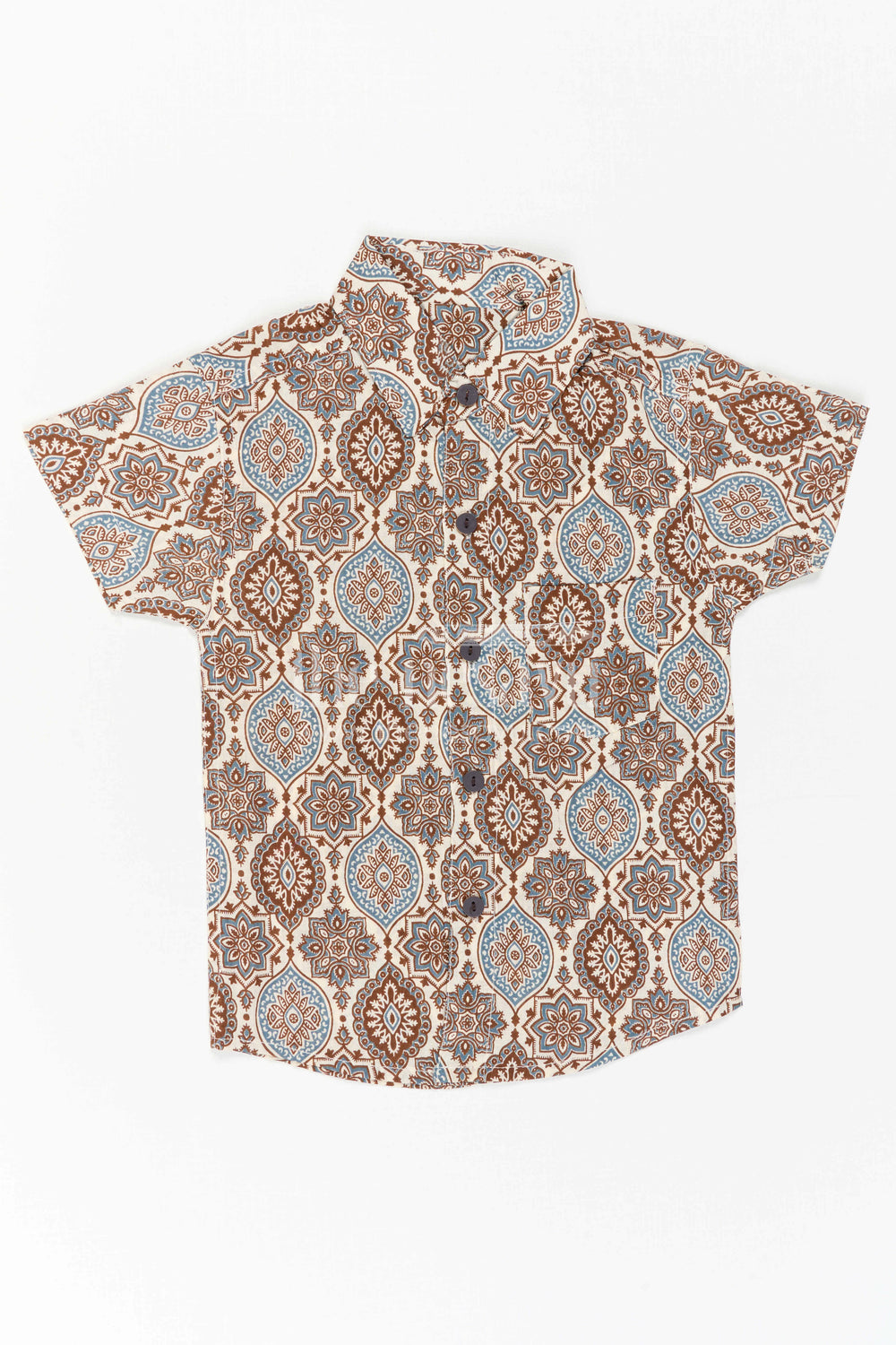 The Nesavu Boys Cotton Shirt Boys Printed Cotton Shirt for Casual Outings and Festive Wear Nesavu 20 (3Y) / Green / Cotton BS496A-20 Nesavu Boys Cotton Printed Shirt With Digital Paisley Design For Casual And Festive Outings