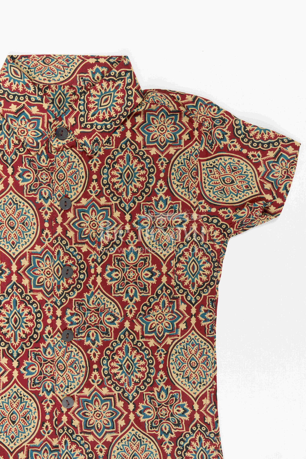 The Nesavu Boys Cotton Shirt Boys Printed Cotton Shirt for Casual Outings and Vacation Wear Nesavu Nesavu Boys Cotton Printed Shirt With Geometric Digital Print For Casual And Festive Outings