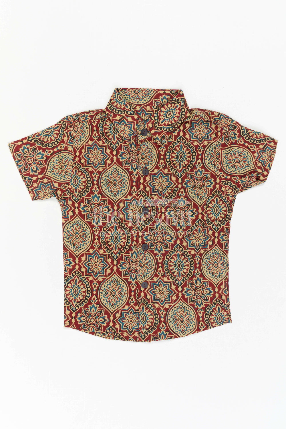 The Nesavu Boys Cotton Shirt Boys Printed Cotton Shirt for Casual Outings and Vacation Wear Nesavu Nesavu Boys Cotton Printed Shirt With Geometric Digital Print For Casual And Festive Outings